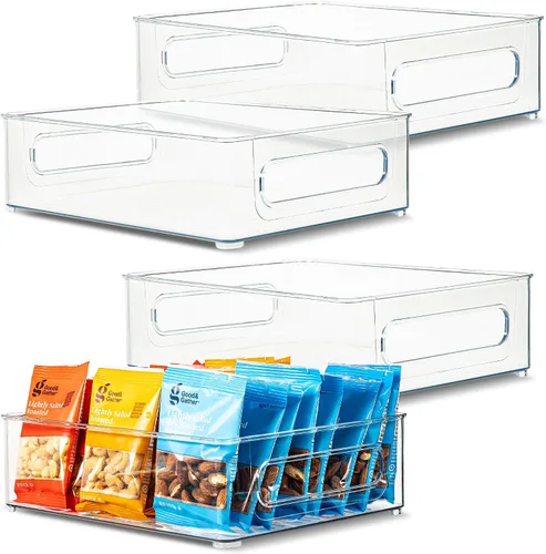 Vista 51 de Contenedor de plástico transparente para almacenamiento de alimentos con asas para organizar cocina, despensa, refrigerador, congelador, despensa