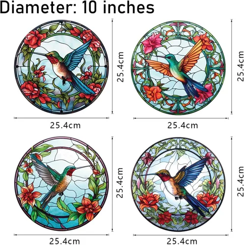Vista 7 de 4 hojas de calcomanías para ventana de colibrí, decoración de pared para Halloween, otoño, decoración de Navidad para el hogar, café