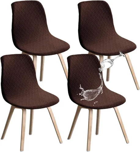 Vista 24 de Juego de 2 fundas de jacquard para silla, elásticas, impermeables, escandinavas, para sillas de comedor, lavables, modernas, fundas de asiento