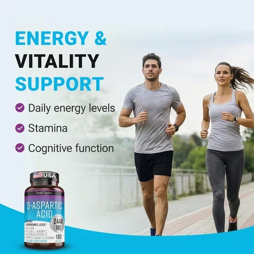 Vista 4 de Kaibro Nutra Suplemento de ácido D-aspártico para hombres, 2440 mg de ácido D-aspártico por porción, apoyo de energía y testosterona, sin gluten