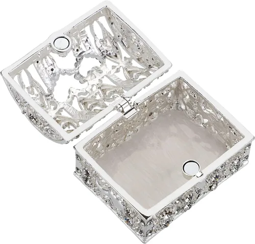 Vista 8 de ELLDOO Caja de tesoro con grabado floral, caja de joyería con grabado floral, caja de recuerdos, anillo y aretes, caja organizadora