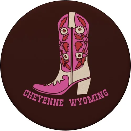 Vista 3 de PopGrip intercambiable de Cheyenne Wyoming Pink Cowgirl Boot PopSockets para mujer