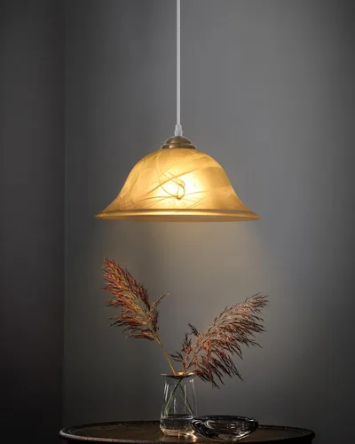 Vista 7 de Luces colgantes de isla para cocina, lámpara colgante dorada vintage de 11.8 pulgadas, lámpara colgante de vidrio esmerilado, 1 paquete, luces