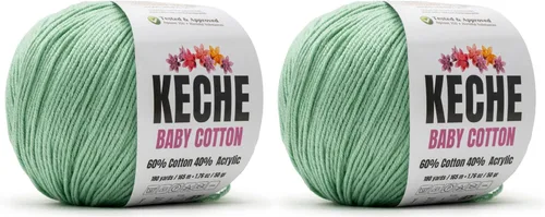 Vista 92 de Keche Hilo de Algodón, 60% Algodón 40% Hilo Acrílico, Hilo de Algodón Suave para Crochet y Tejer, Hilo Amigurumi 1 Madeja/Bola 1.76 Oz (50g) / 180
