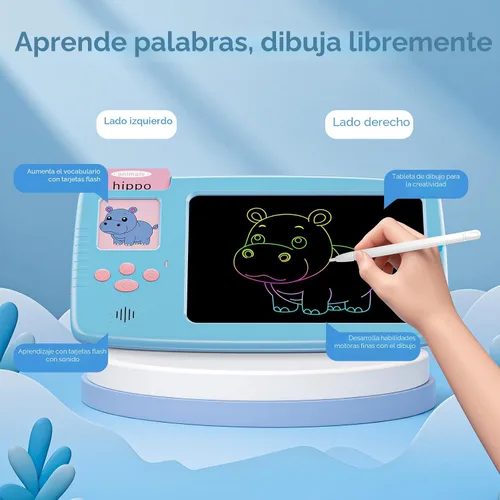 Vista 4 de Tarjetas didácticas parlantes para niños pequeños: tableta de escritura LCD 2 en 1 con 510 palabras visuales, aprendizaje de idiomas Montessori