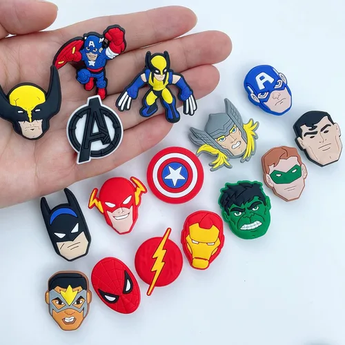 Vista 4 de 50 Pcs Superhero Crock Shoe Charms for Croc Boys Cute Cartoon Bubble Slide Shoe Charms for Wristband Bracelets Spider Shoe Charms for Man Sandals