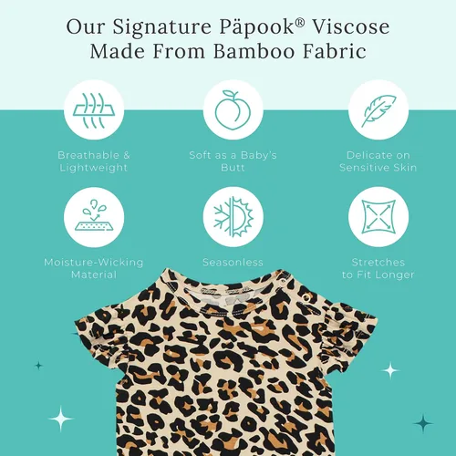 Vista 29 de Posh Peanut Mameluco de manga casquillo con volantes para bebé, ropa para niñas recién nacidas, pijama de una pieza para niños, viscosa suave