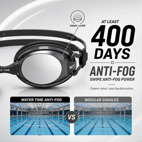 Vista 2 de Gafas de natación unisex Swipe para hombres y mujeres, antivaho, tecnología UV, correa doble, sin fugas, gafas de natación