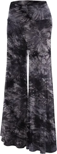 Vista 9 de Made By Johnny Pantalones palazzo elásticos de pierna ancha para mujer, lisos, casuales, cómodos