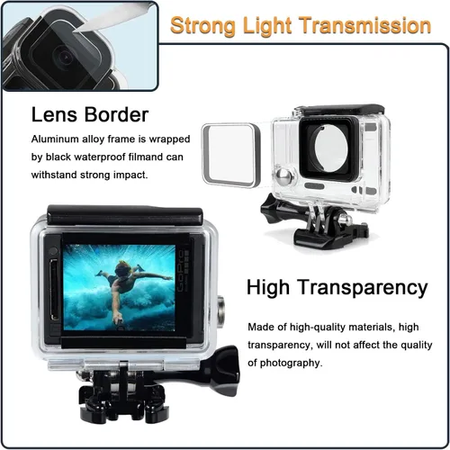 Vista 6 de Carcasa impermeable para GoPro Hero 4 3 Plus, carcasa protectora de buceo subacuático con soporte para Go Pro Hero4 3+ Kit de accesorios de cámara