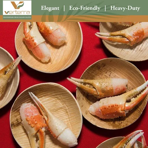 Vista 8 de Cuenco desechable redondo compostable de hoja de palma de 3.5 pulgadas, resistente, ecológico, vajilla sostenible para bodas, eventos, fiestas