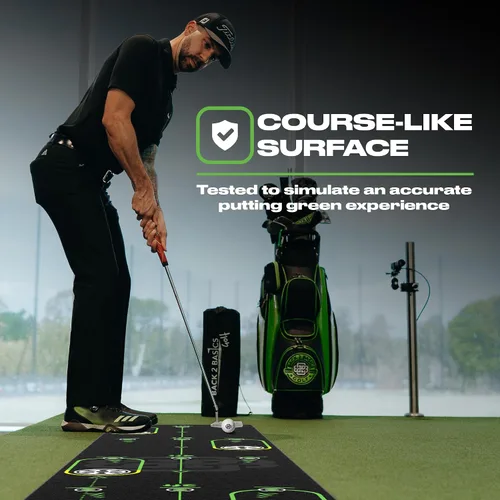 Vista 5 de Back 2 Basics Tapete de Putting de Golf de 10 pies - Green de Putting Interior Premium, Putting de Golf Realista para Entrenamiento - Tapete