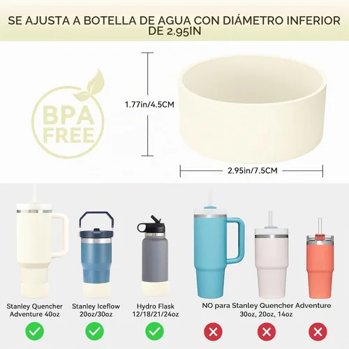 Vista 2 de PICcircuit 2 piezas para Stanley Boot, fondo de silicona para Quencher Adventure 40oz 30oz botella IceFlow 20oz 30oz y para vaso Hydroflask 12-24oz