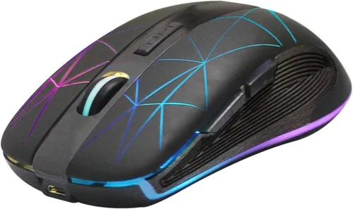 Vista 3 de Rii Ratón inalámbrico RM200, mouse inalámbrico 2.4G, 5 botones, recargable RGB inalámbrico con receptor nano USB, 3 niveles de DPI ajustables, mouse