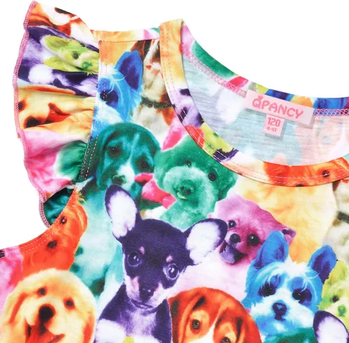 Vista 3 de QPANCY Camisones de princesa para niñas con estampado de algodón, ropa de dormir, pijamas, vestido para niños