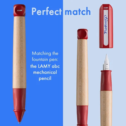 Vista 5 de LAMY ABC RED - Pluma estilográfica apta para niños para escribir principiantes con agarre ergonómico y punta de acero pulido en tamaño A - Madera