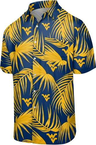 Vista 19 de FOCO NCAA Mens NCAA College Team Logo Floral Tropical Hawaiian Button Up Shirt