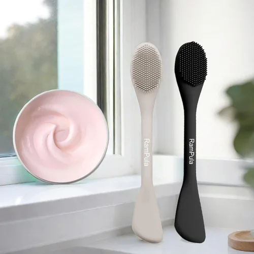 Vista 6 de Aplicador de cepillo de máscara facial, cepillos de máscara para limpieza facial y exfoliación, herramienta aplicadora de máscara de arcilla facial