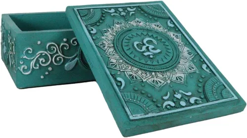 Vista 6 de Ebros Feng Shui Zen Buddha Ohm Símbolo Sagrado Lotus Mandala Flor Caja Decorativa Almacenamiento Stash Bisutería Tarot Talismán Feng Shui Acento