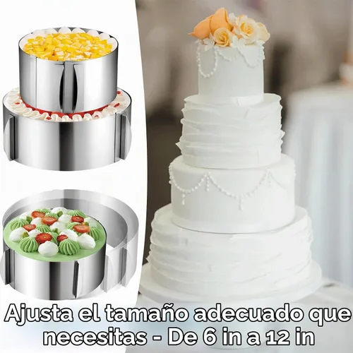 Vista 5 de DATANYA Anillos de Pastel de Mousse Molde Ajustable de 6 a 12 Pulgadas Moldes Redondos de Acero Inoxidable para Hornear Pasteles, Suministros
