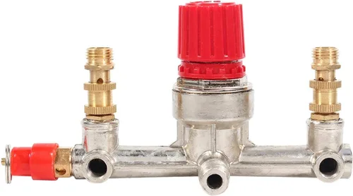 Vista 4 de Fydun Válvula de doble salida tubo aleación compresor de aire interruptor válvula de presión pieza 1 pieza