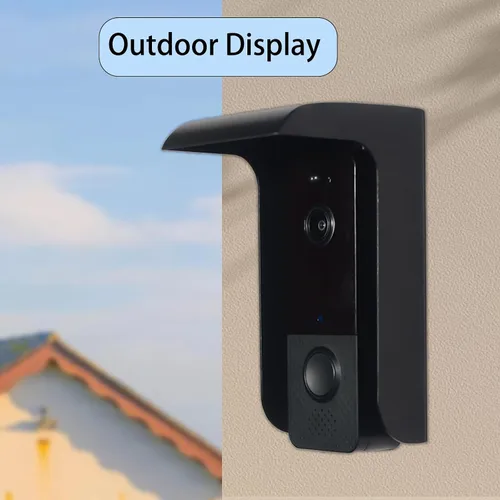Vista 5 de Funda para timbre de puerta, protector de timbre de metal negro, protector de timbre de video pequeño, cubierta de teclado de control de acceso al