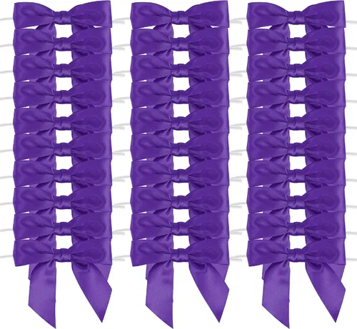 Vista 27 de AIMUDI Lazos negros para envolver regalos, lazos pequeños de satén de 3.5 pulgadas, lazos de cinta negra para manualidades, bolsas de golosinas