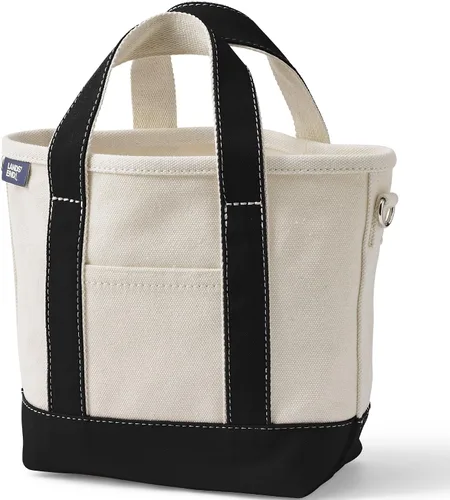 Vista 40 de Lands' End Bolso de lona abierto Natural/Azul marino radiante
