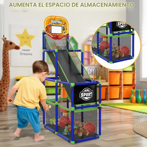 Vista 4 de EagleStone Aro de baloncesto arcade ajustable con retorno de pelota para Azul y amarillo