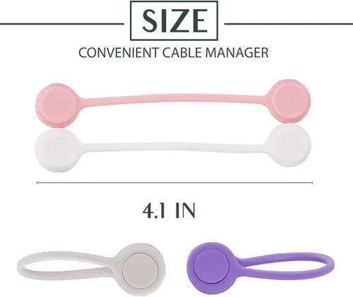 Vista 2 de Bridas para cables eléctricos – 8 piezas de bridas de alambre multicolor resistentes magnéticas para cables de silicona – Sujetacables reutilizables