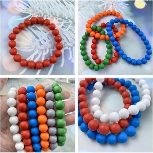 Vista 6 de Abalorios de silicona, 120 piezas de 6 mm abalorios redondos de silicona para hacer llaveros, pulseras, collares, aretes, joyas, manualidades DIY