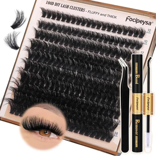 Vista 28 de Racimos de Pestañas de Volumen Completo DIY Extensión de Pestañas 10-18MIX Racimos de Pestañas Curvadas en D 200D Pestañas Individuales Onduladas