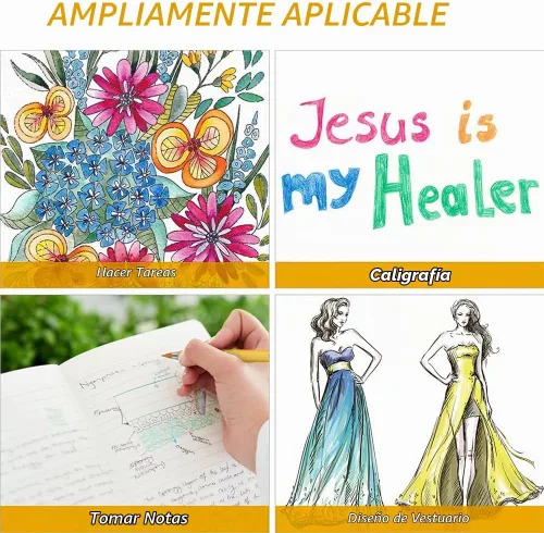 Vista 4 de Ainiv Lápiz de color sin tinta, 12 juegos de lápiz infinito sin afilar, reutilizable, con 12 puntas reemplazables de color extra para escribir
