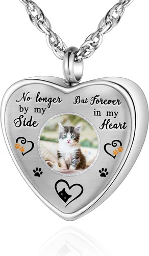 Vista 20 de XIUDA Collar de urna con foto personalizada para cenizas, collar de cenizas con foto personalizada, joyería de cremación para mujeres, collar