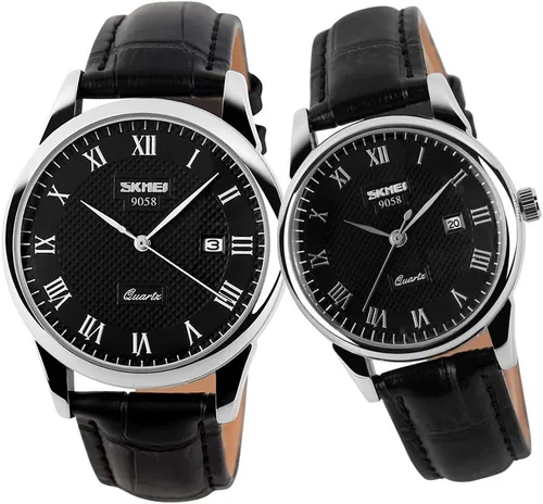 Vista 7 de SKMEI Reloj para hombres de negocios vestido clásico de moda casual negro cuero cuarzo analógico impermeable calendario fecha luz simple relojes