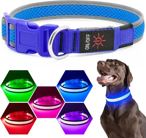 Vista 18 de Flashseen Collar LED para perro, collar de perro con luz recargable por USB, luces más brillantes para caminar por la noche, collar de perro con luz