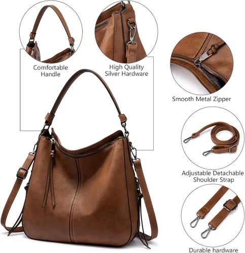 Vista 6 de Realer Bolsos de mano Hobo, bolsos para mujer, bolsos de cuero y bolsos de mano, bolsillos, bolsos cruzados grandes