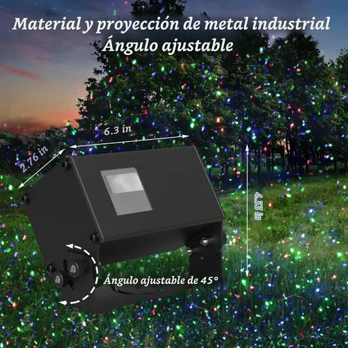 Vista 6 de Proyector de luz láser de estrellas al aire libre, AIRIVO RGB 3 colores 11 efectos de iluminación luces de luciérnaga proyección de luz, luces láser