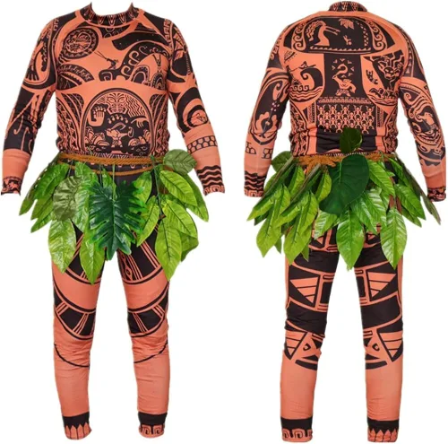 Vista 2 de NRIION Camisetas de tatuaje Pantalones Adultos Hombres y Mujeres Cosplay Trajes Ropa con Faldas de Hoja
