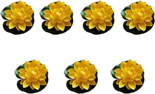 Vista 8 de 7 piezas de 3.9 pulgadas flor de loto artificial flor artificial piscina acuario decoración flor eterna flor artificial (azul)