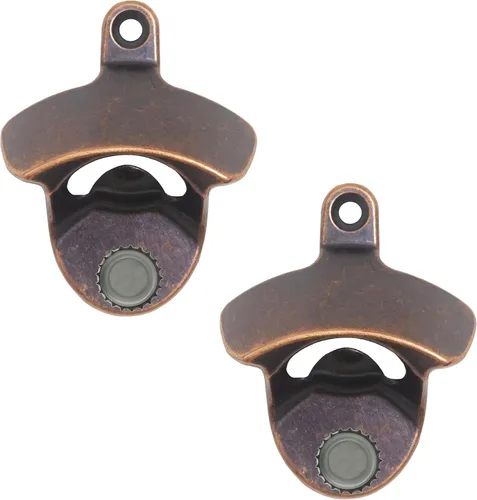 Vista 14 de Abrebotellas magnético vintage para colocar en la pared, con imanes, bronce antiguo (paquete de 2)