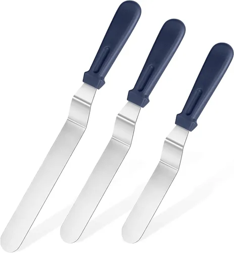 Vista 12 de Set de espátulas U-Taste de glaseado con ángulo inclinado Stainless Steel Blade with PP Plastic Handle, Metal Baking Spatula for Cake Decorating