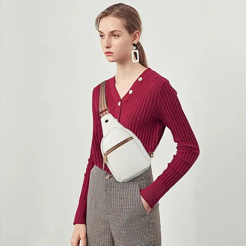Vista 72 de Telena Riñonera pequeña para mujer, de cuero, cangureras, bolsa de pecho para mujer
