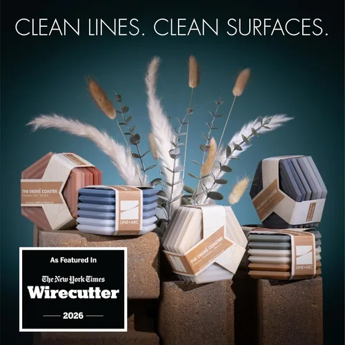 Vista 3 de Posavasos de silicona extra gruesas LINE+ARC (como se ve en NYTimes WireCutter) Impermeables, antimanchas, resistentes al calor, aptos para Arcilla
