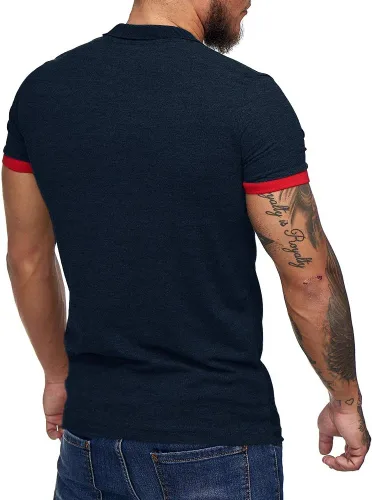 Vista 4 de Polo de manga corta para hombre, estilo casual, ajustado, diseño básico, corte clásico, camisas de algodón