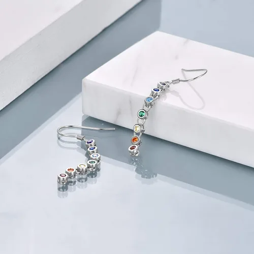 Vista 4 de Aretes colgantes de plata de ley con diseño de loto y árbol de la vida, diseño de flor de loto o árbol de la vida, joyería de yoga para mujer