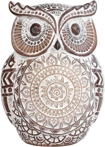 Vista 10 de Pigort Adorable figura de búho para estante o bandeja, bonita figura de búho gordito, decoración bohemia para estante, armario, chimenea, mantel