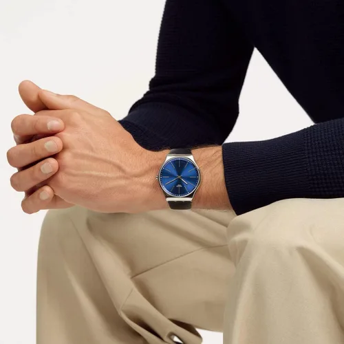 Vista 7 de Swatch Reloj Unisex Formal Azul 42 SS07S125, Correa