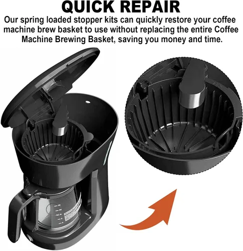 Vista 5 de Kit de tapón con resorte para cesta de café de repuesto para Mr. Coffee Repuesto para cesta de café Hamilton 990117900 990237500 para Black and