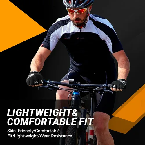 Vista 5 de Guantes deportivos de ciclismo para bicicleta Guantes de bicicleta de medio dedo para hombres y mujeres con almohadilla de gel de 0.197 in - Guantes